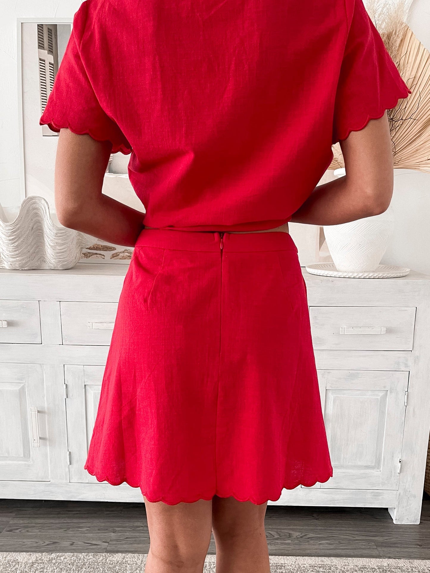 Ameera Red Skirt | Women's High Waisted A-Line Mini Skirt