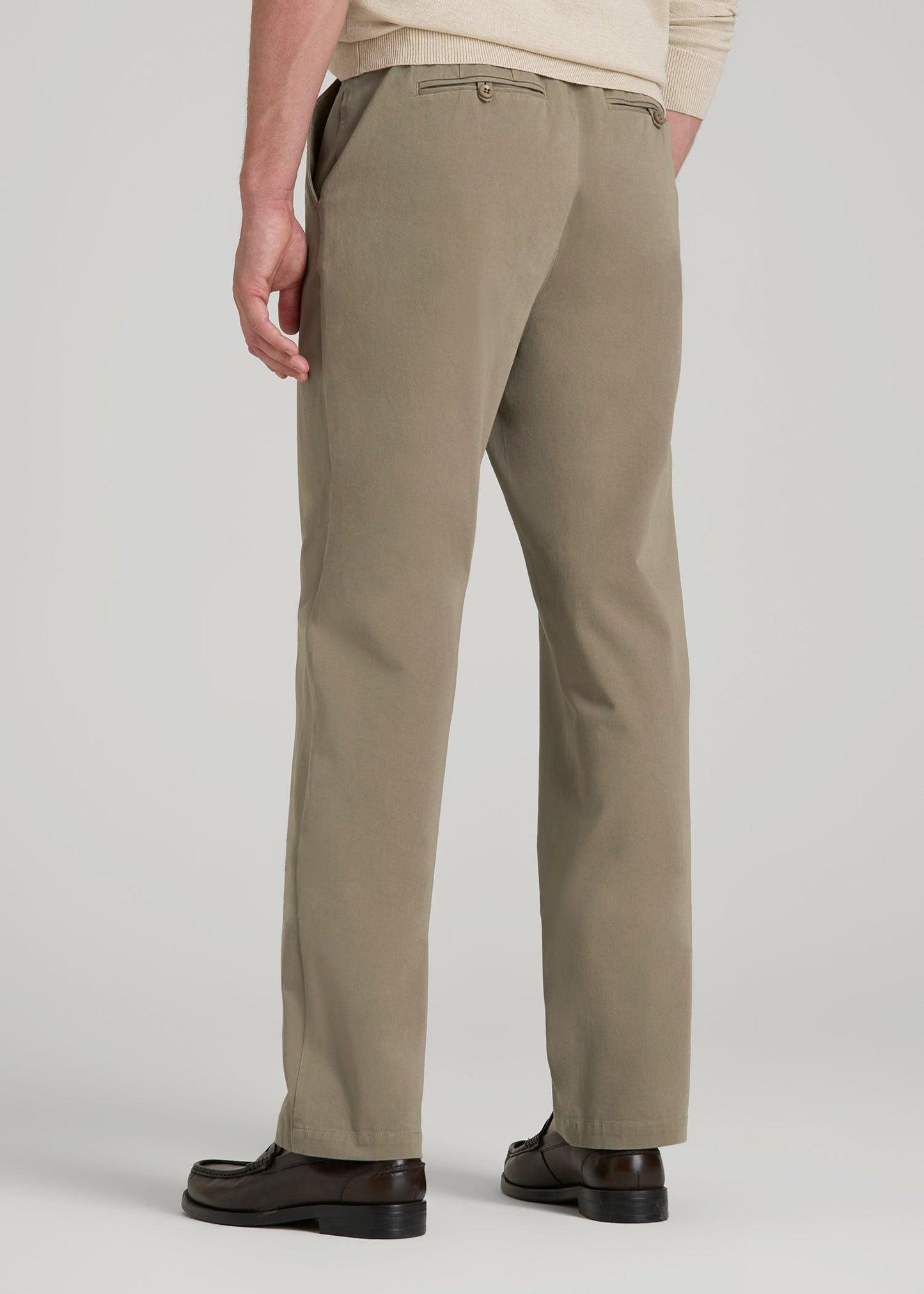 4-Way Stretch Commuter Straight Chino Pants for Tall Men in Dusty Khaki