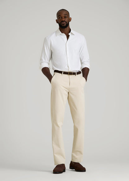 4 Way Stretch Commuter STRAIGHT Leg Chino Pants for Tall Men in Light Stone