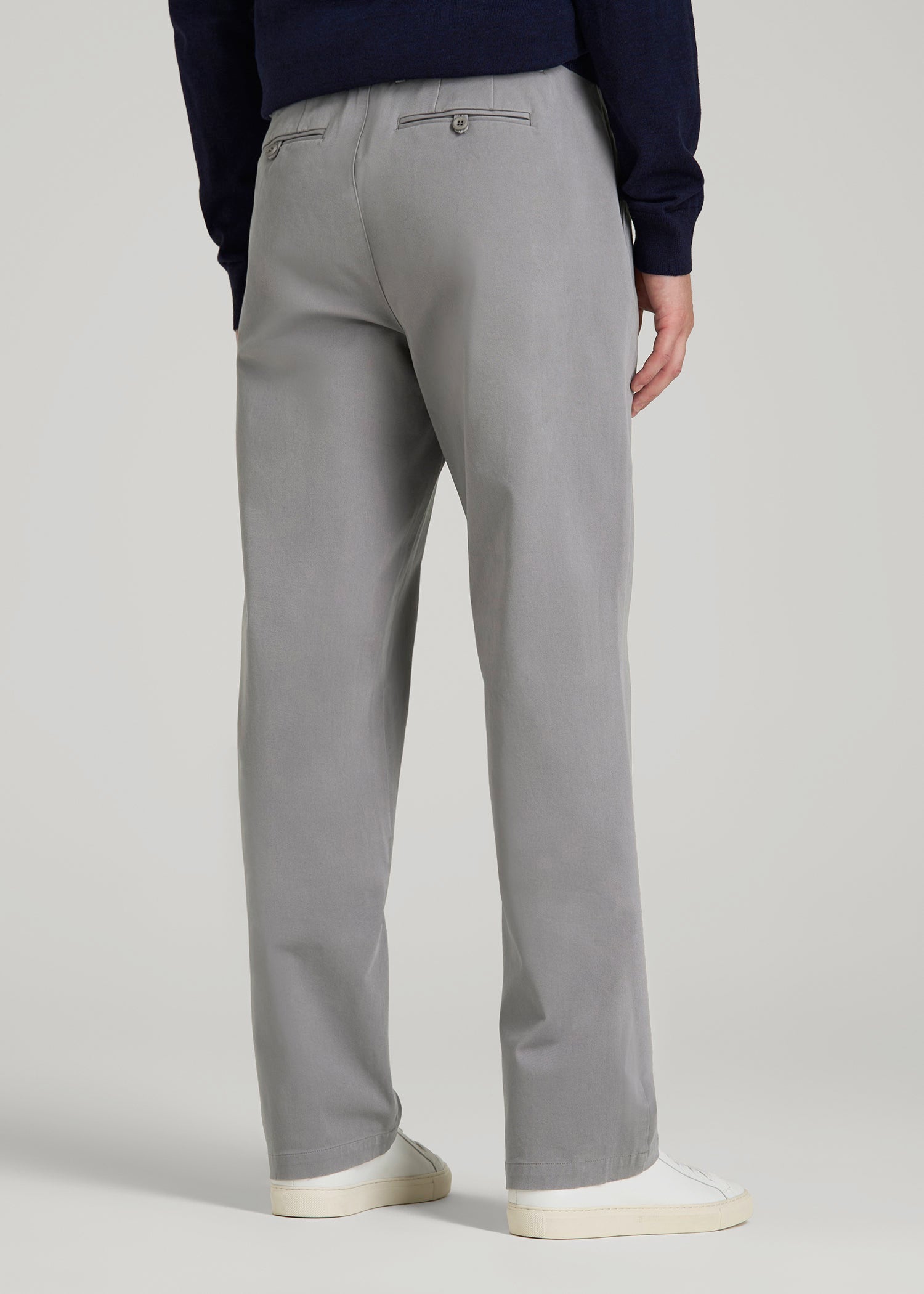 4-Way Stretch Commuter Straight Chino Pants for Tall Men in Pebble Grey