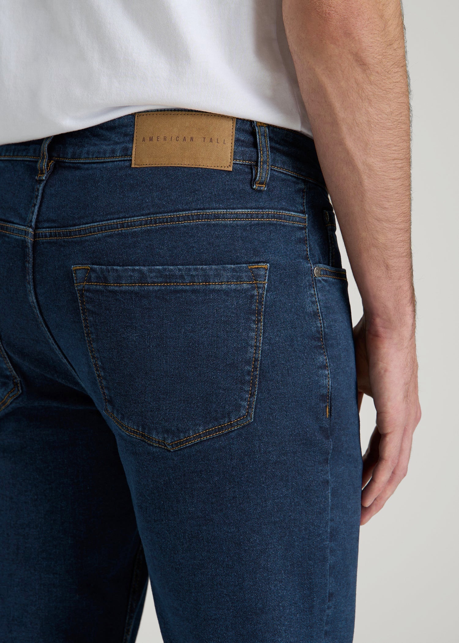 A.T. Basics Men's Carman Tapered fit Jeans for Tall Men in Charged Blue