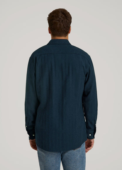 Nelson Flannel Shirt for Tall Men in Blue Chevron