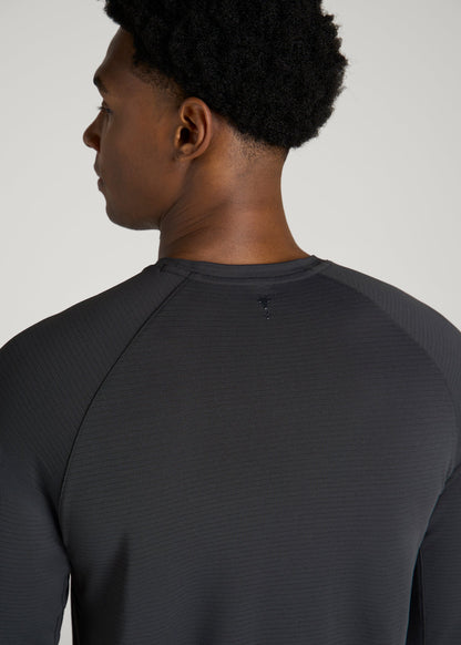 Air Knit Long Sleeves Performance Tshirt for Tall Men in Mid Grey