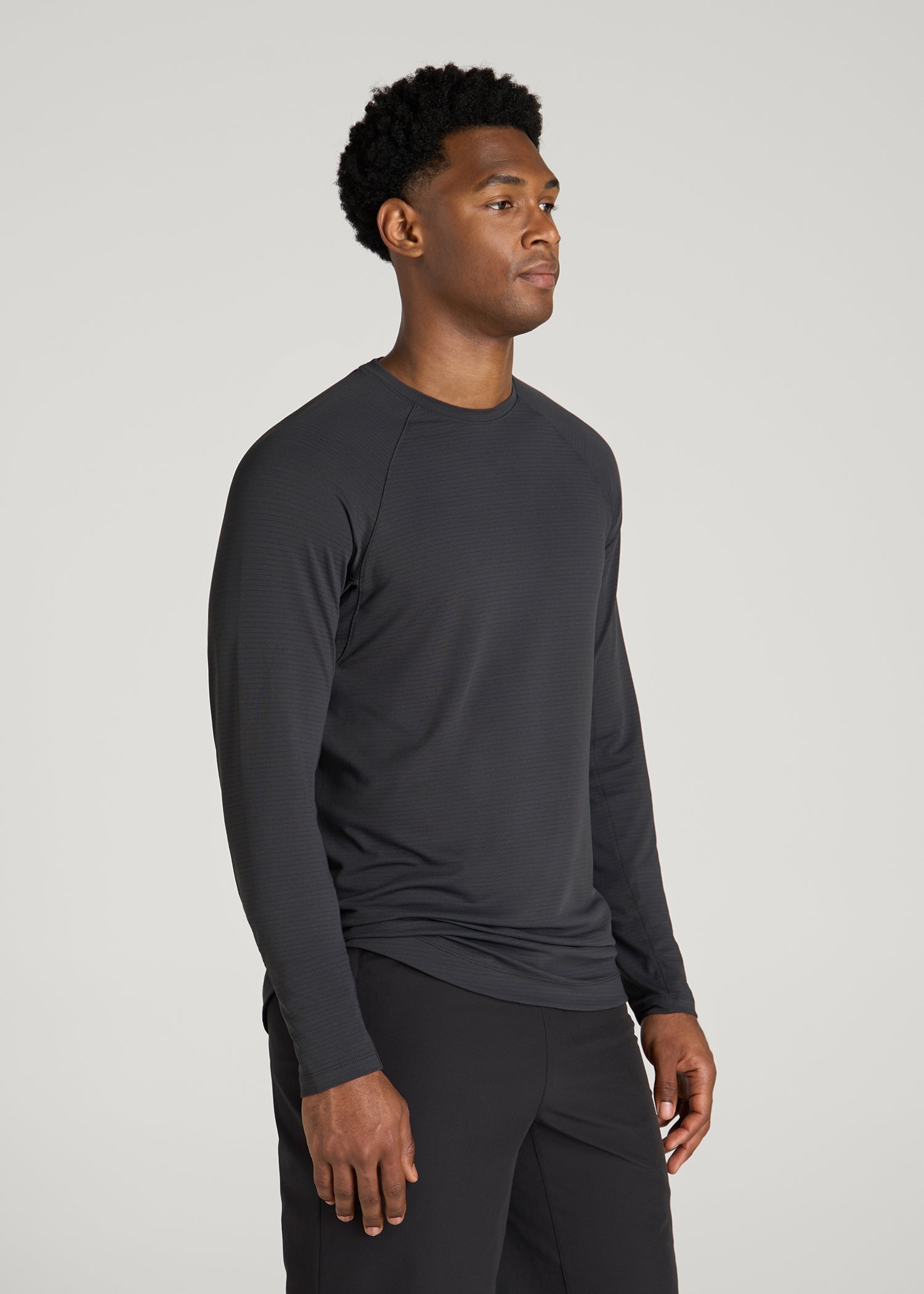 Air Knit Long Sleeves Performance Tshirt for Tall Men in Mid Grey