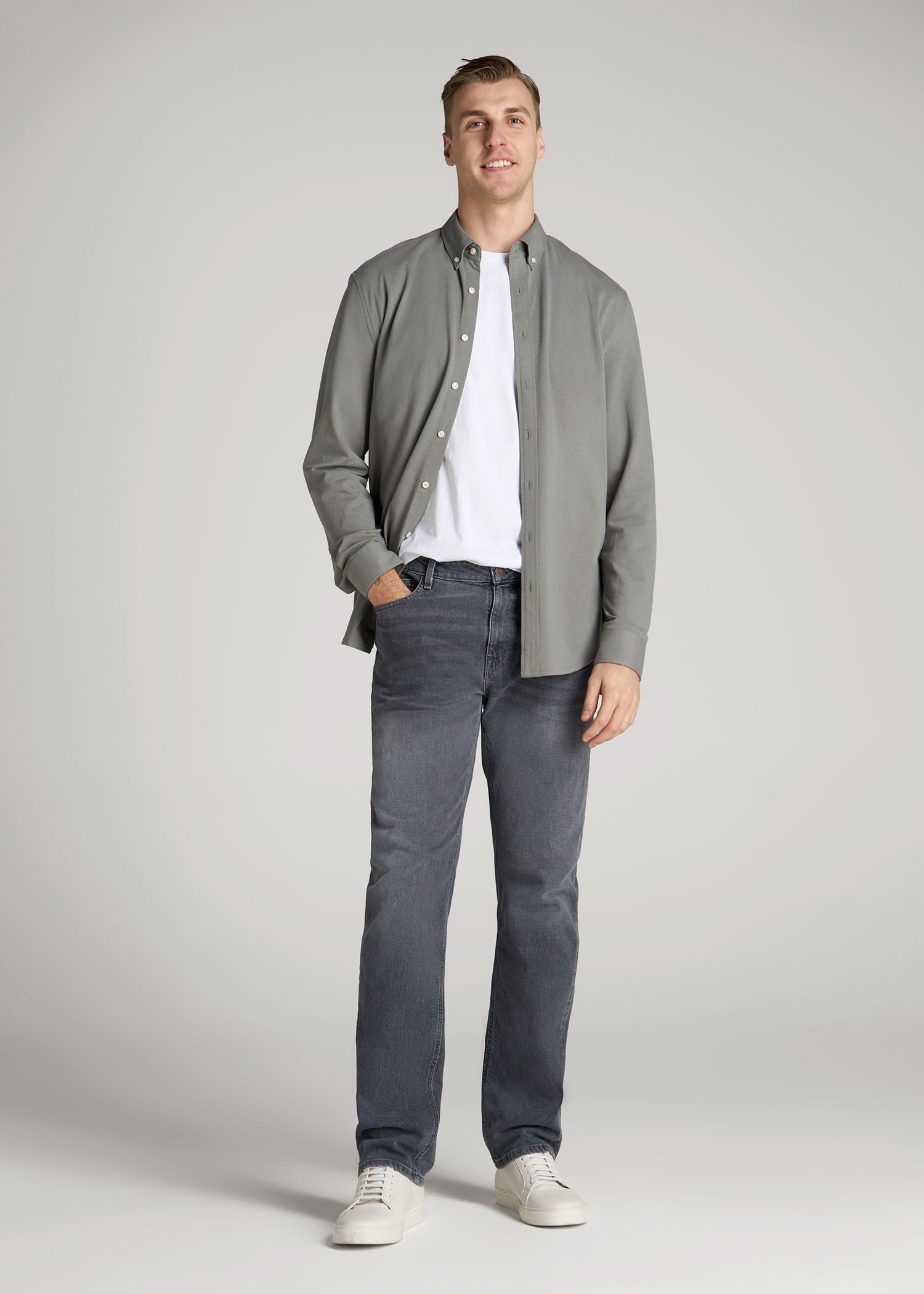 Americana Collection J1 Straight Fit Jeans For Tall Men in Wolf Grey