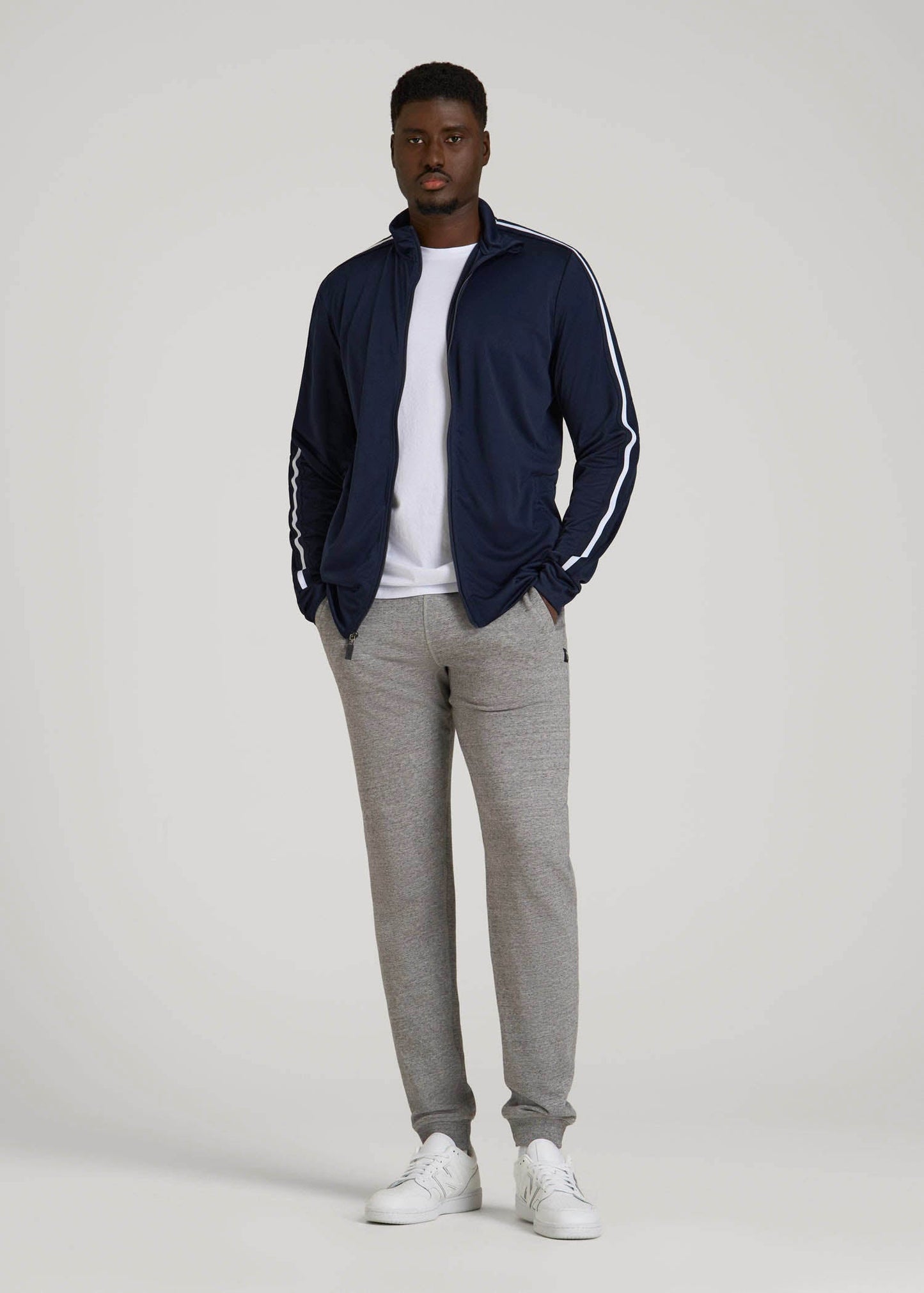 Athletic Stripe Jacket for Tall Men in Navy-White Stripe