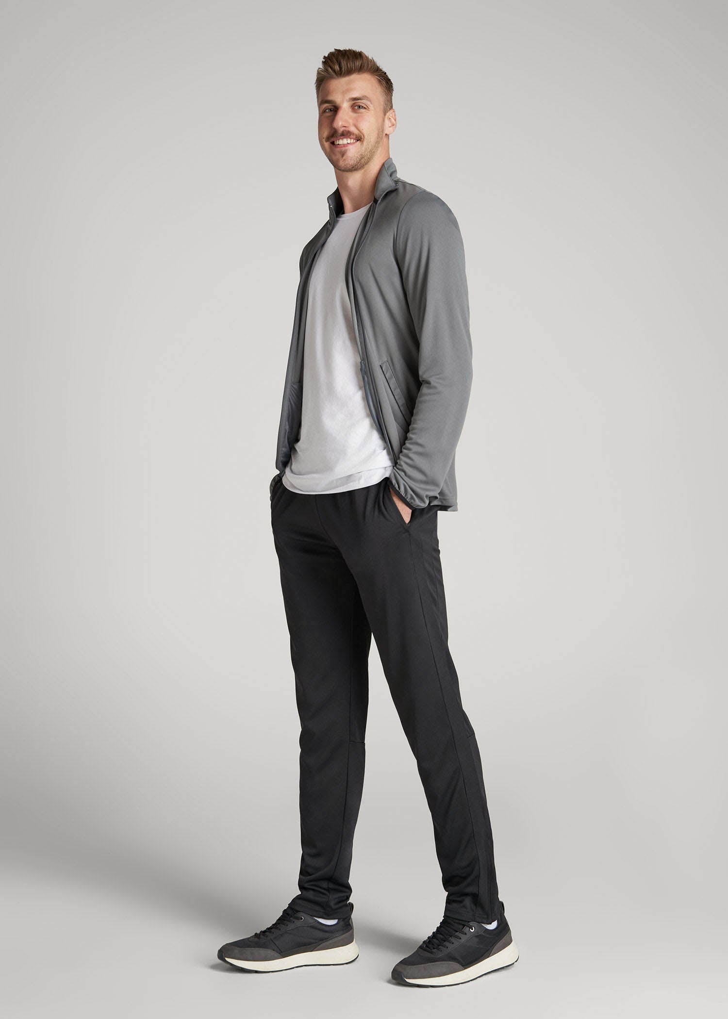 Athletic Stripe Pants for Tall Men in Black And Black