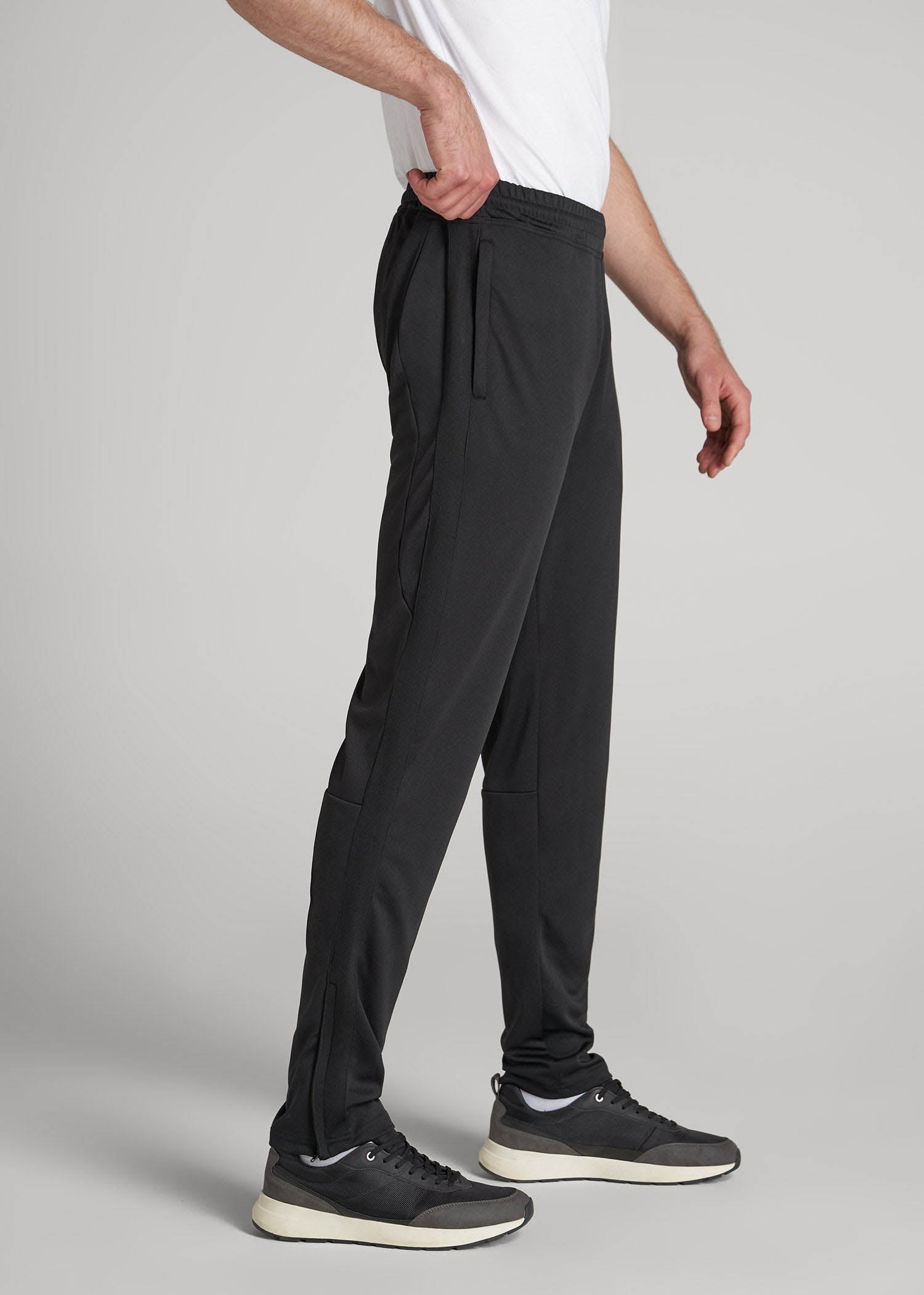 Athletic Stripe Pants for Tall Men in Black And Black