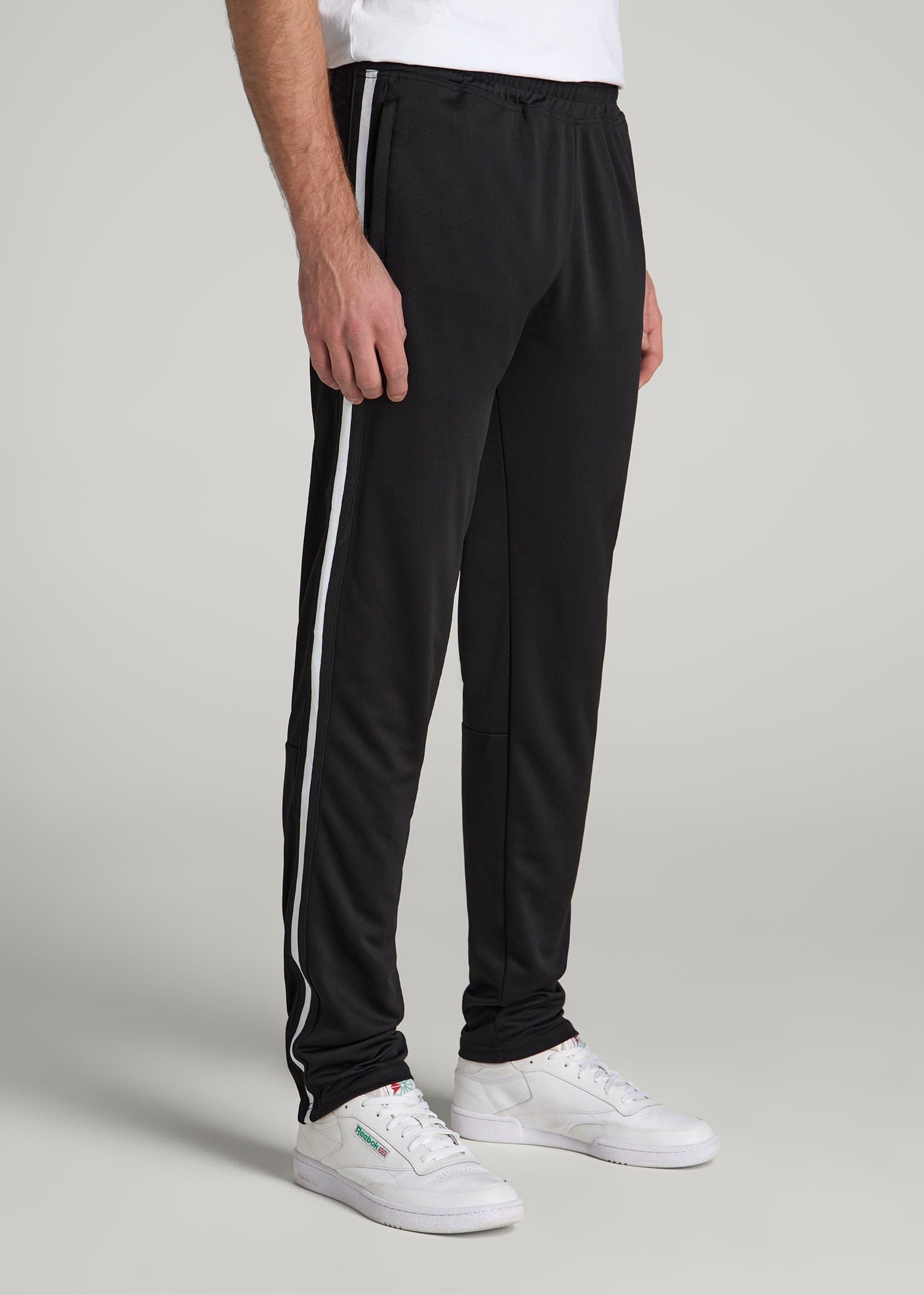Athletic Stripe Pants for Tall Men in Black