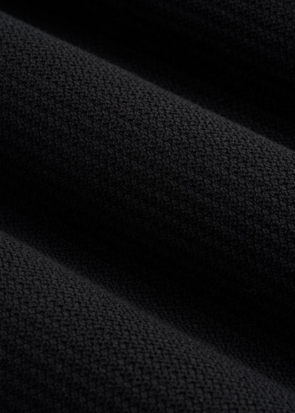 Braided Knit Sweater Polo for Tall Men in Black