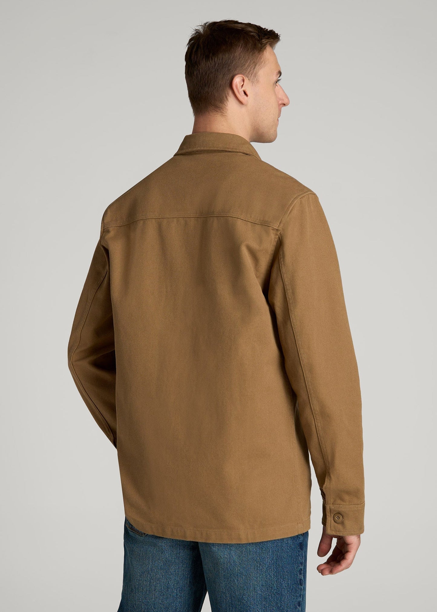 LJ&S Canvas Shirt Jacket for Tall Men in Sahara