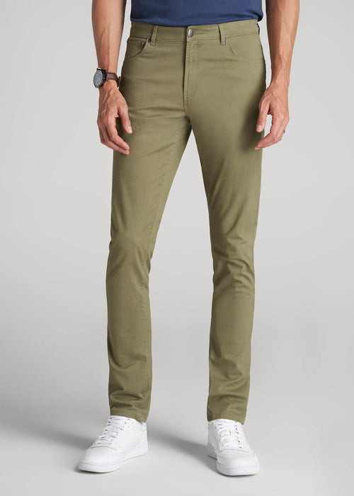 Carman TAPERED Fit Five Pocket Pants for Tall Men in Fatigue Green