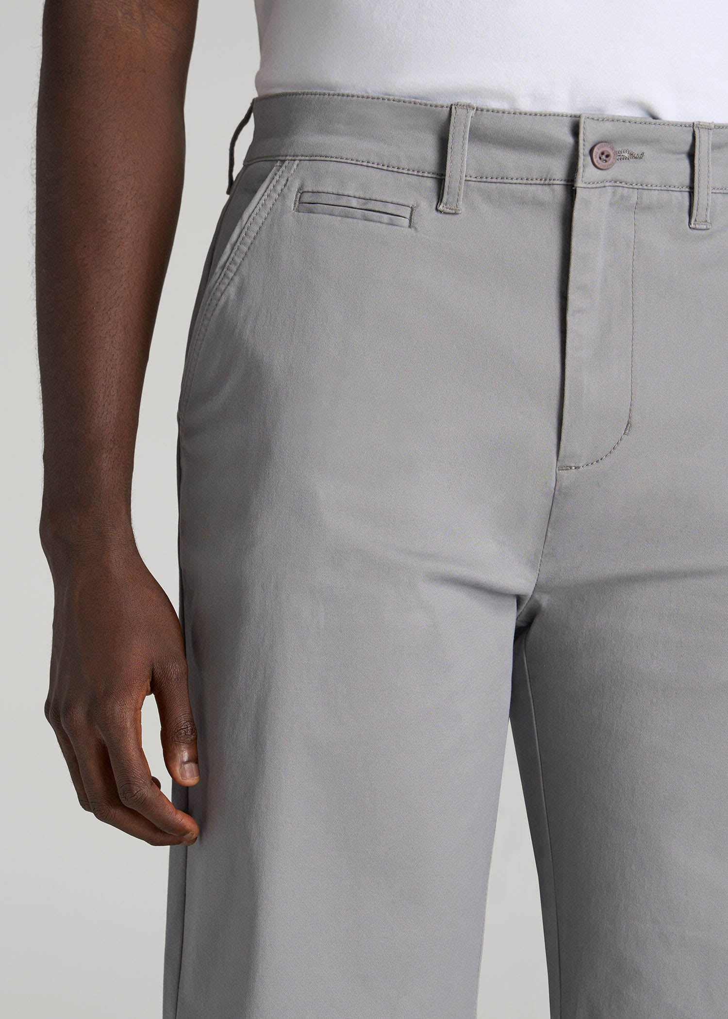 Chino Shorts for Tall Men in Pebble Grey