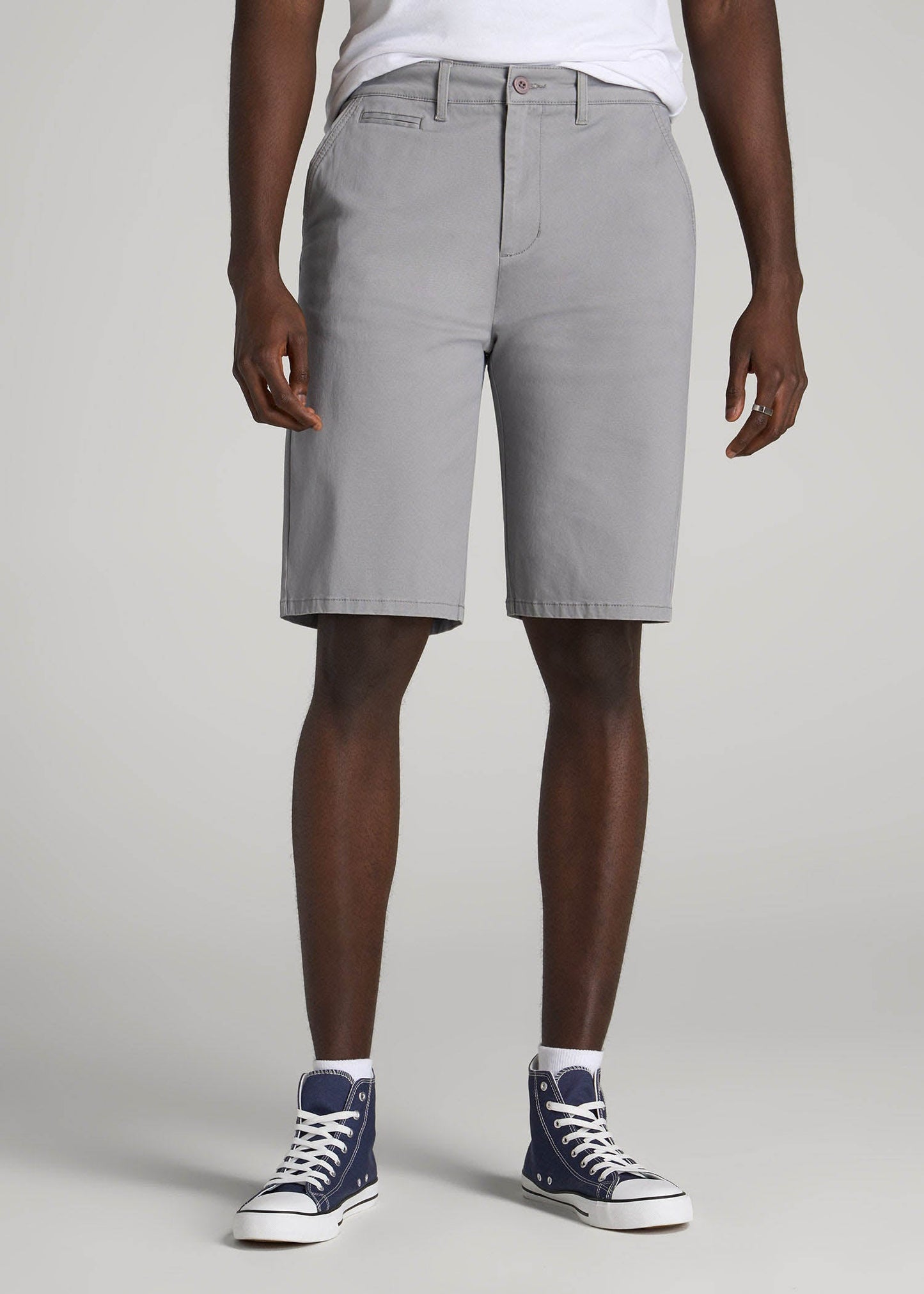 Chino Shorts for Tall Men in Pebble Grey