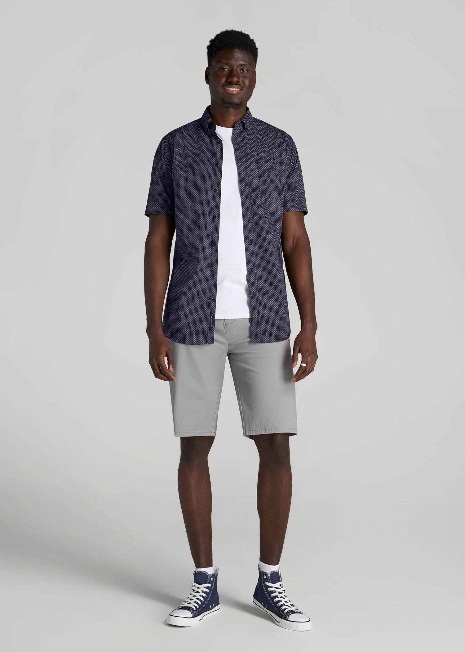 Chino Shorts for Tall Men in Pebble Grey