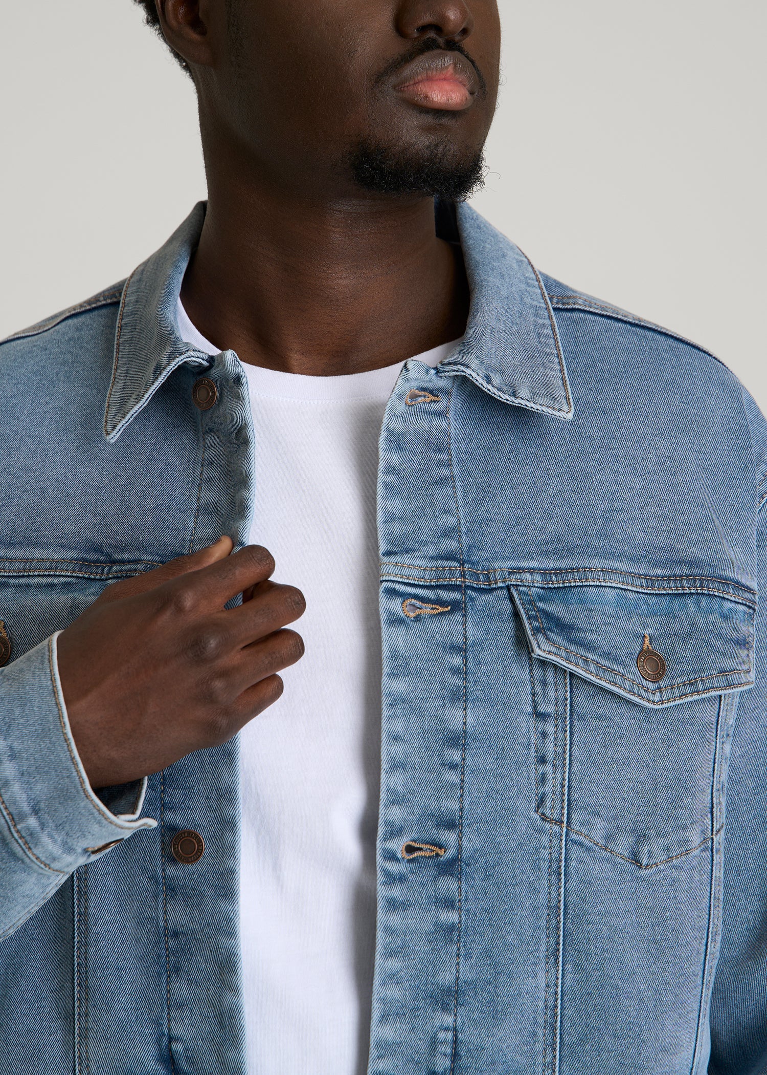 Classic Denim Jacket for Tall Men in Perfect Blue