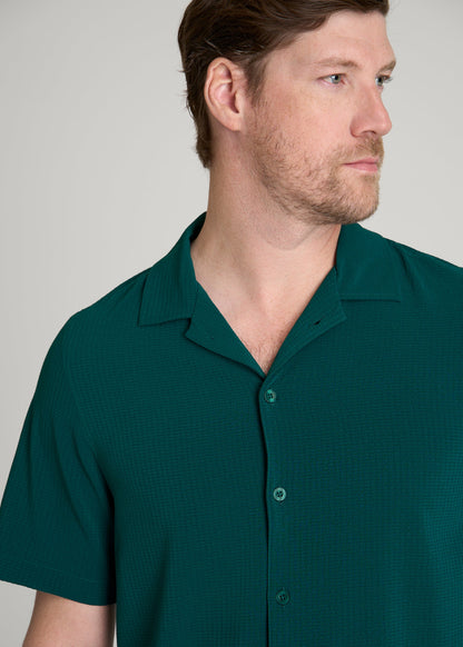 Coastal Perforated Button shirt for Tall Men in Deep Teal