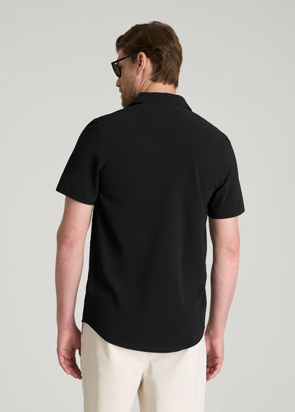 Coastal Perforated Polo for Tall Men in Black