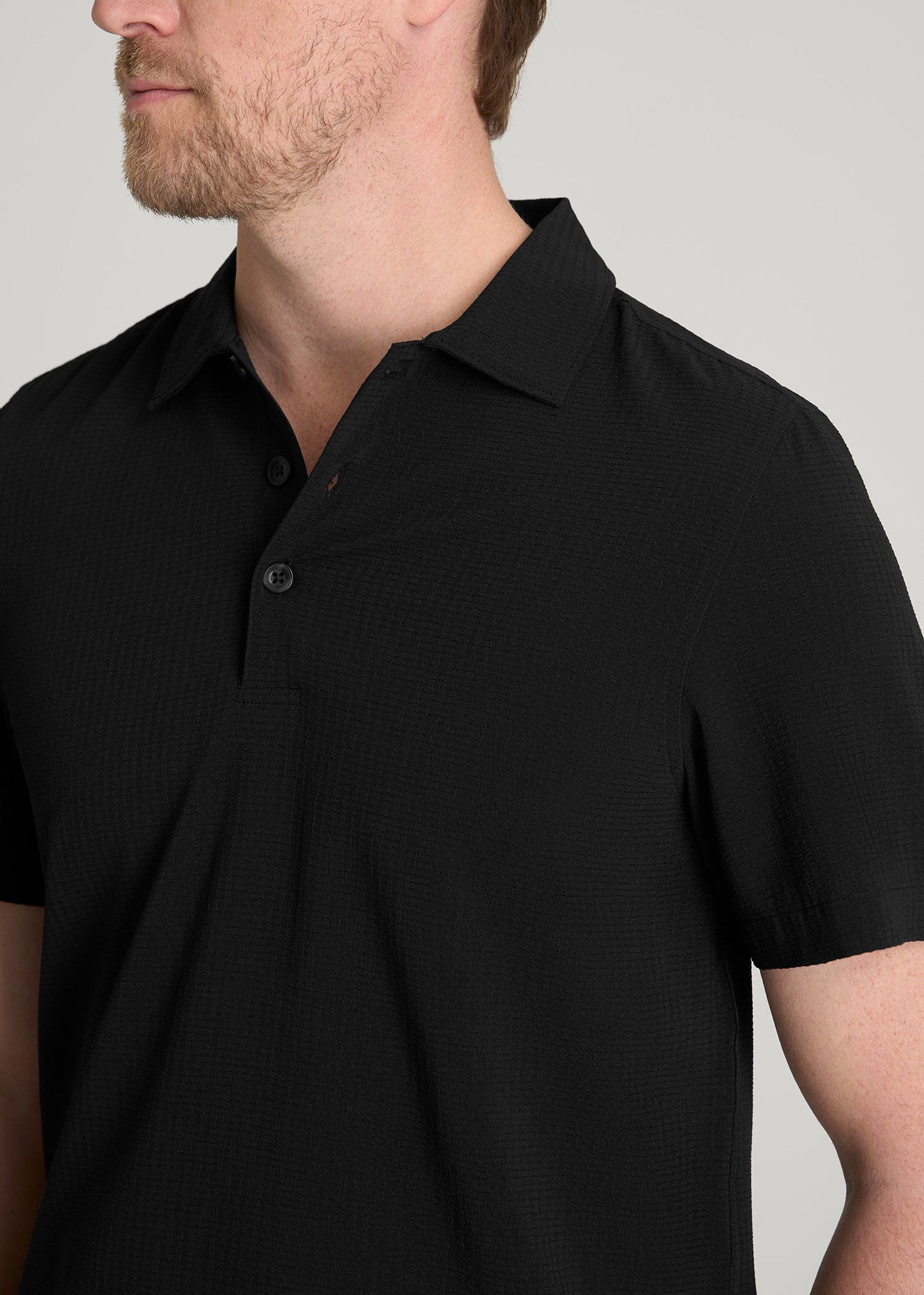 Coastal Perforated Polo for Tall Men in Black