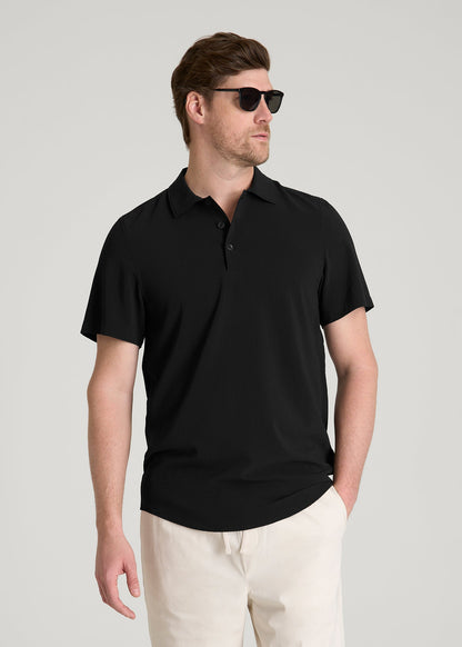 Coastal Perforated Polo for Tall Men in Black