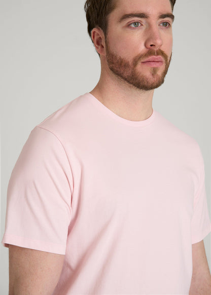 Core Cotton Crewneck Tee for Tall Men in Barely Pink