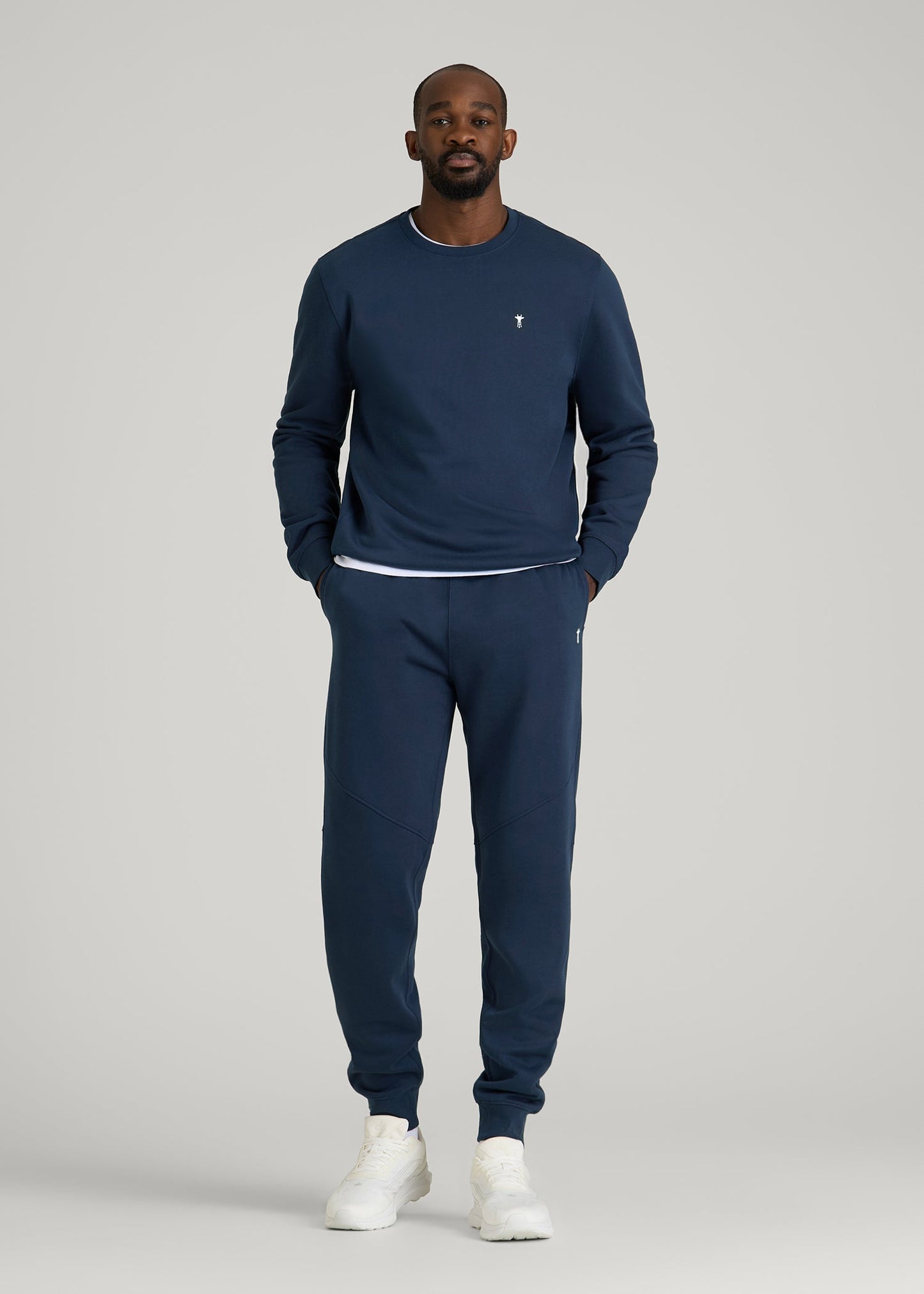 Core Motion Fleece Crewneck for Tall Men in Navy Blue