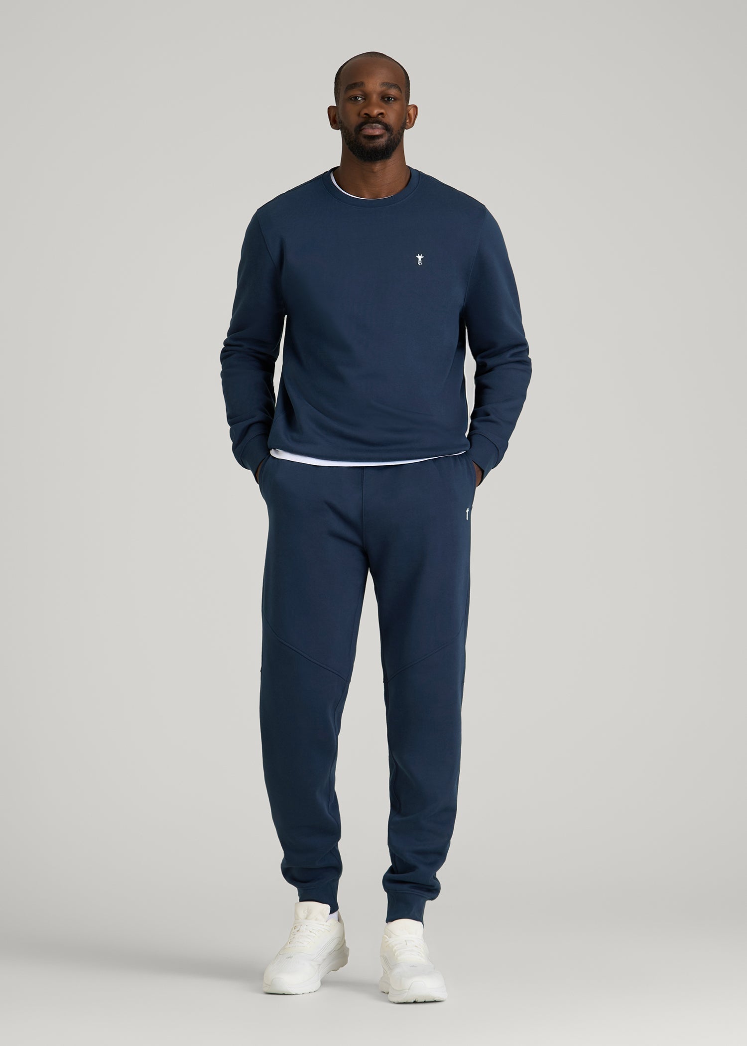 Core Motion Fleece Crewneck for Tall Men in Navy Blue
