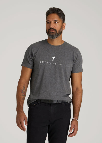 Logo Tee for Tall Men in Charcoal Mix