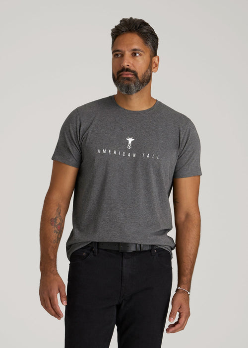 Logo Tee for Tall Men in Charcoal Mix