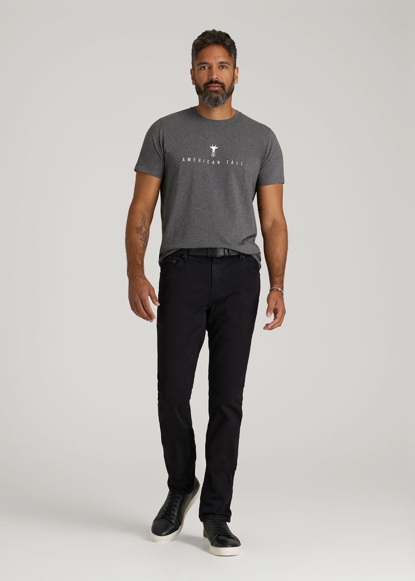 Logo Tee for Tall Men in Charcoal Mix
