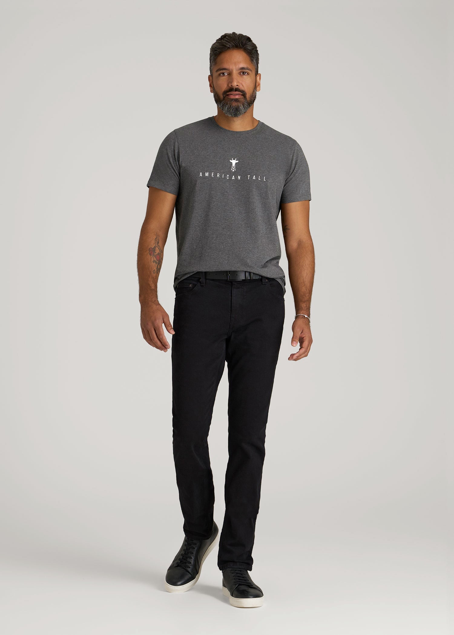 Logo Tee for Tall Men in Charcoal Mix