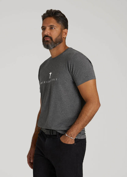 Logo Tee for Tall Men in Charcoal Mix