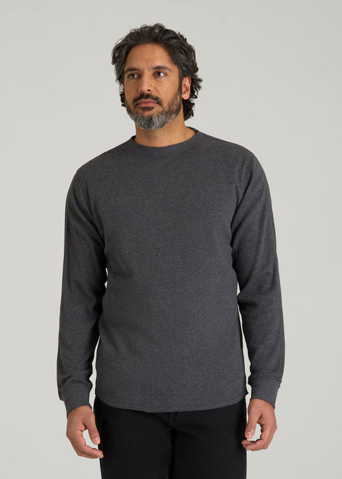 Double Honeycomb Thermal Crewneck  for Tall Men in Charcoal Mix