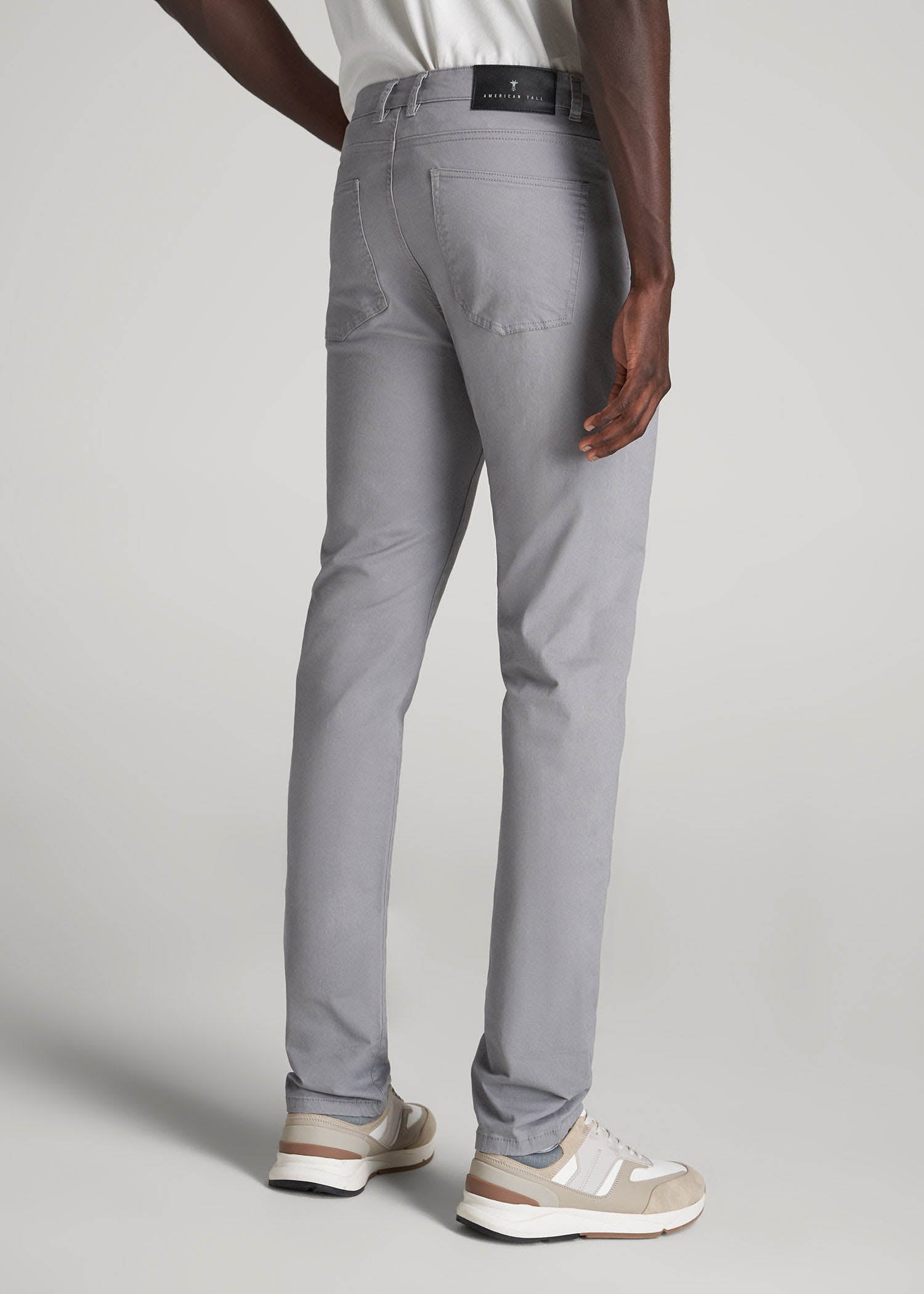 Dylan Slim Fit Five-Pocket Pants For Tall Men in Pebble Grey