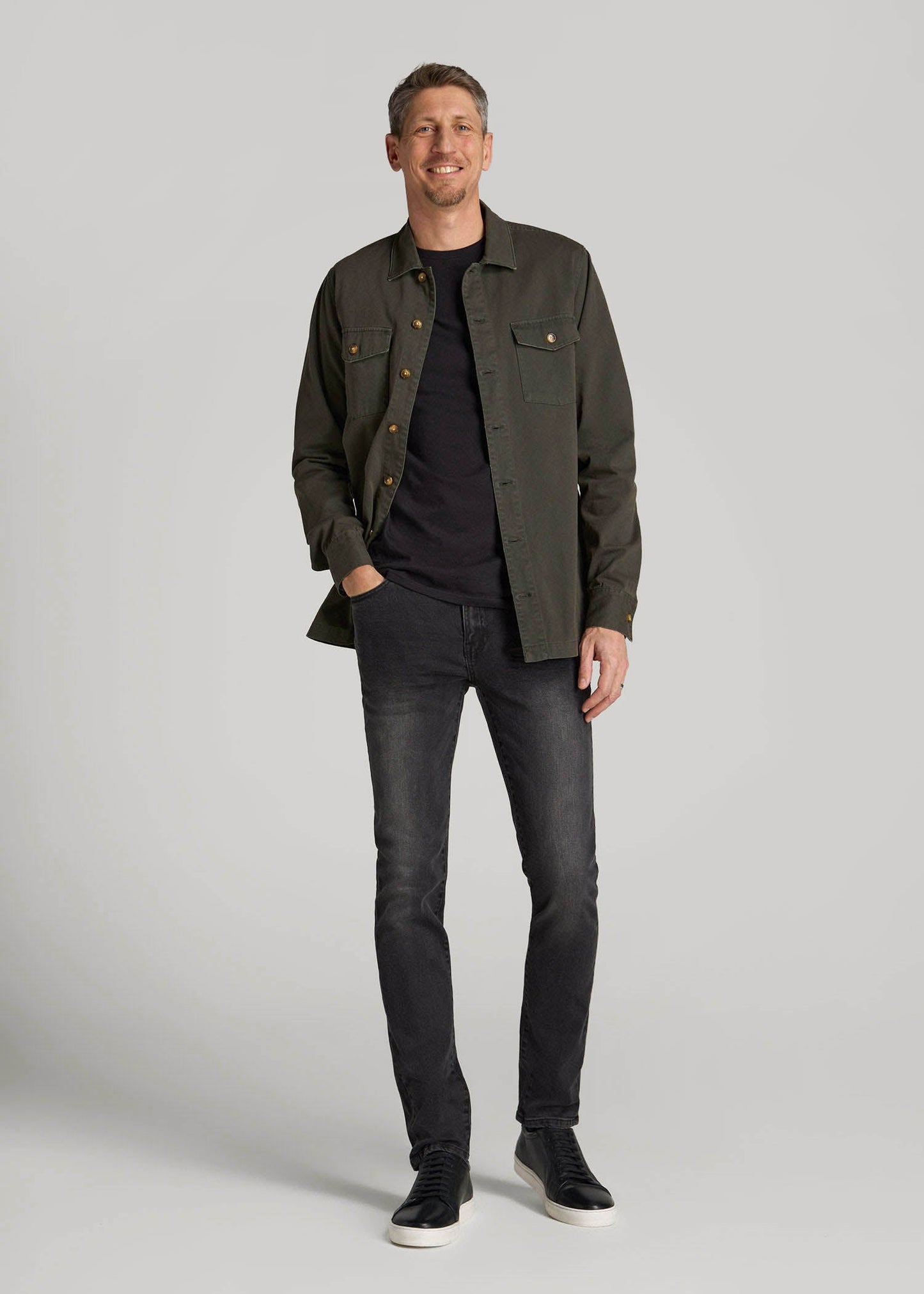 Dylan Slim Fit Jeans for Tall Men in Dark Smoke