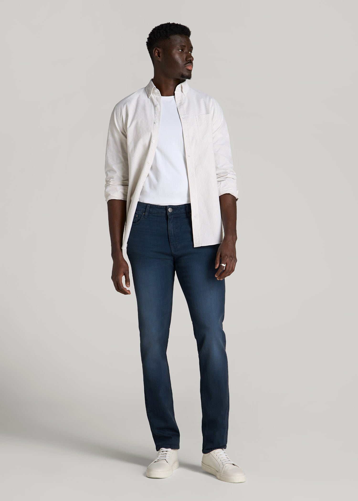 Dylan Slim Fit Jeans for Tall Men in Faded Blue Black
