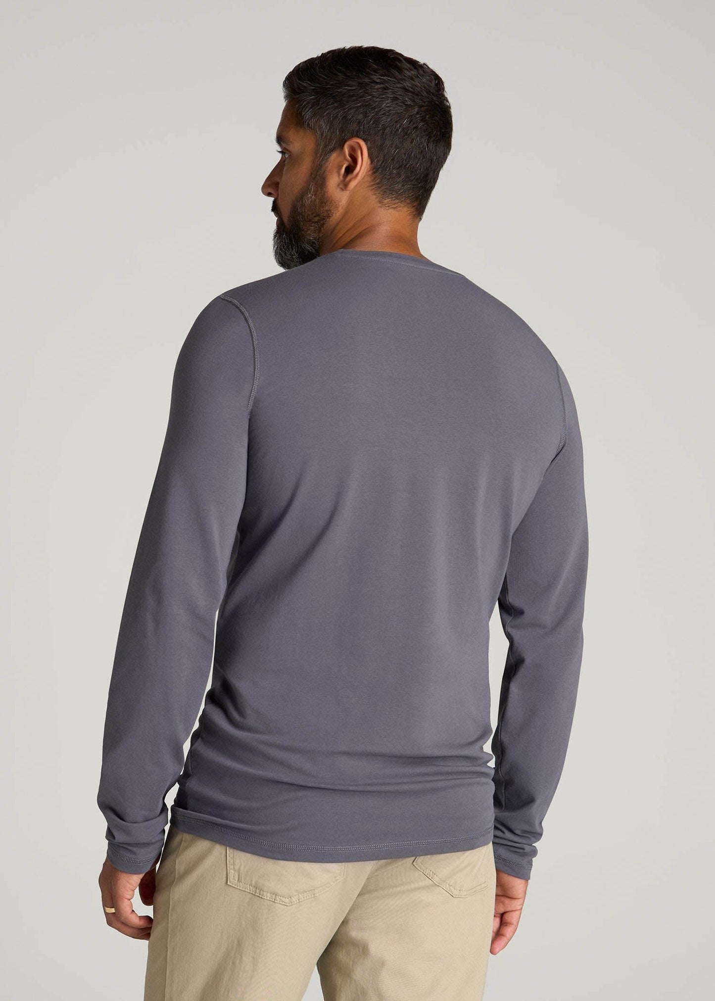 The Essential Slim Fit Long Sleeve Tee for Tall Men in Grey Blue