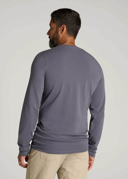 The Essential Slim Fit Long Sleeve Tee for Tall Men in Grey Blue