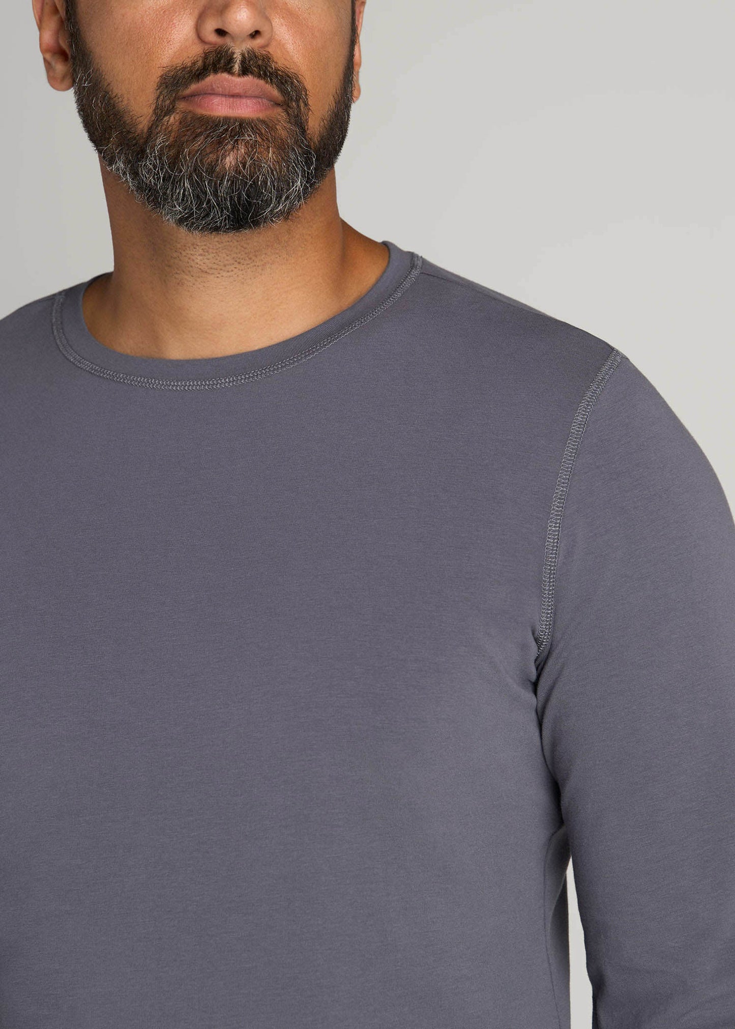 The Essential Slim Fit Long Sleeve Tee for Tall Men in Grey Blue