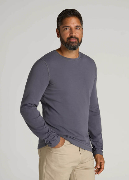 The Essential Slim Fit Long Sleeve Tee for Tall Men in Grey Blue