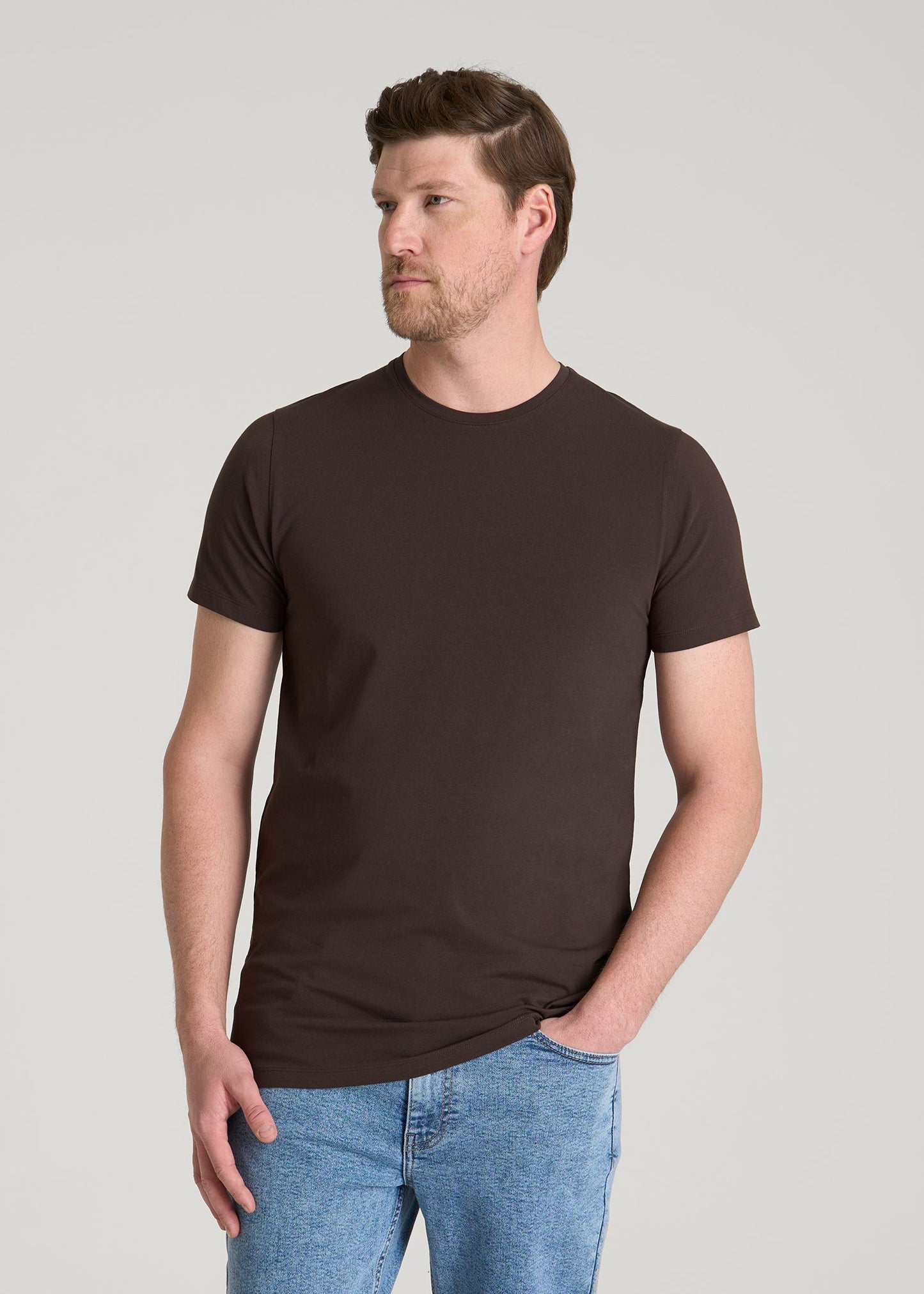 The Essential Modern Fit Crewneck Tee for Tall Men in Espresso