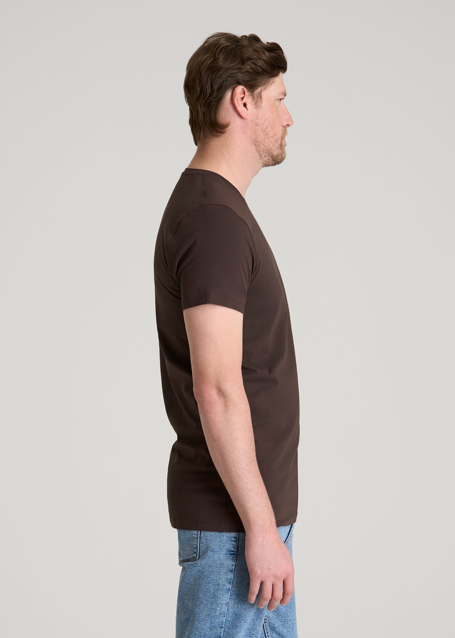The Essential Modern Fit Crewneck Tee for Tall Men in Espresso