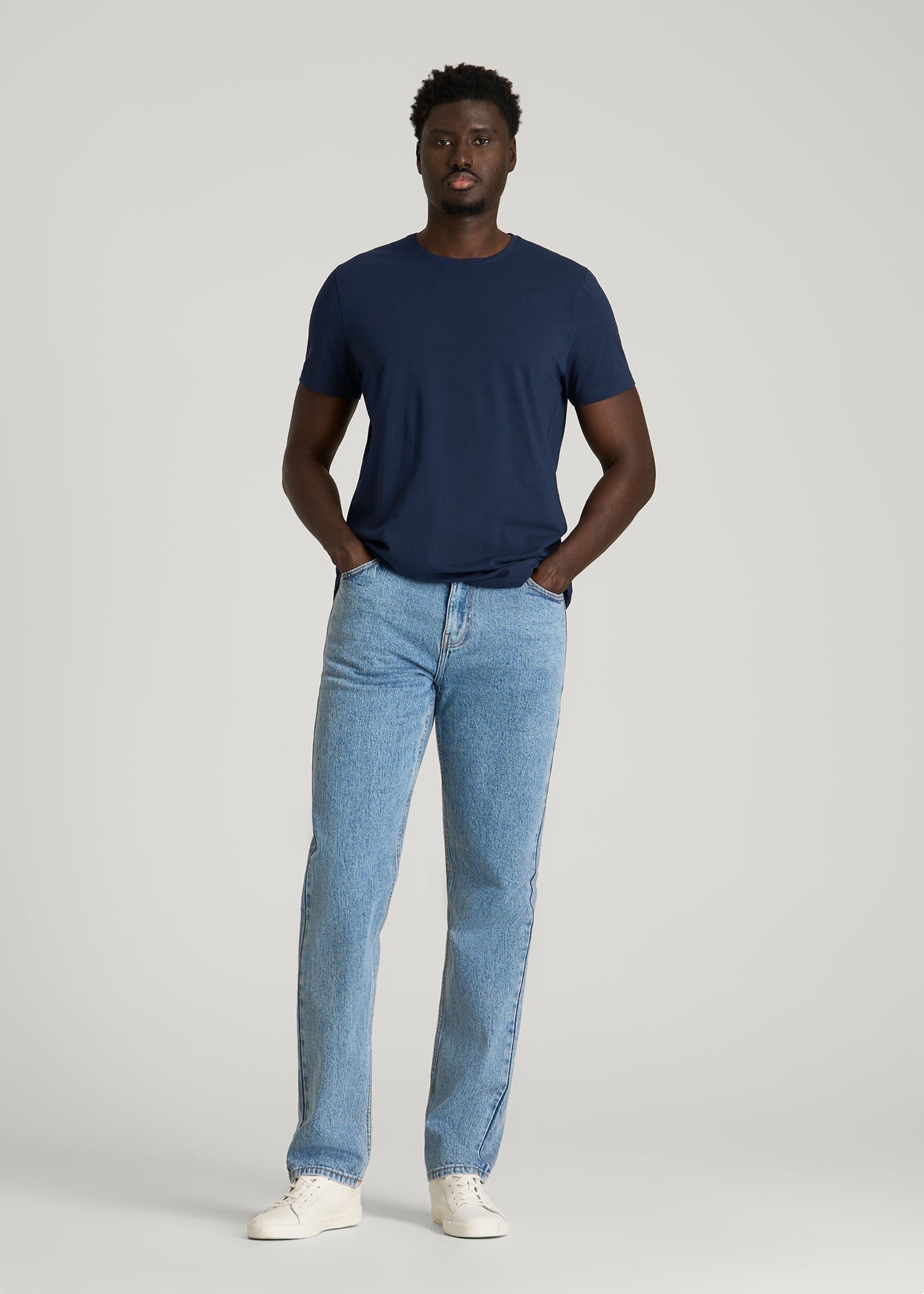 The Essential Modern Fit Crewneck Tee for Tall Men in Navy