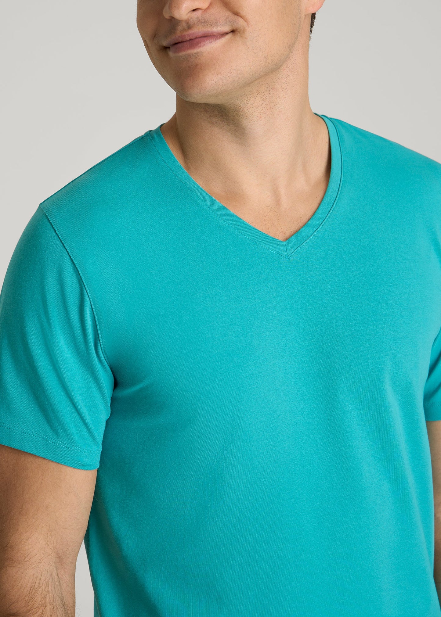 The Essential Modern Fit V-Neck Tee for Tall Men in Baltic Turquoise