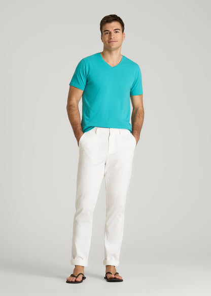 The Essential Modern Fit V-Neck Tee for Tall Men in Baltic Turquoise