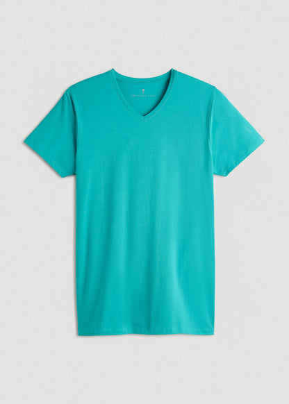 The Essential Modern Fit V-Neck Tee for Tall Men in Baltic Turquoise