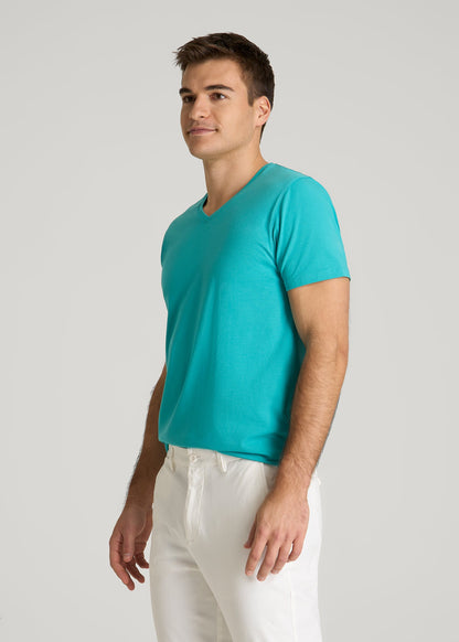 The Essential Modern Fit V-Neck Tee for Tall Men in Baltic Turquoise