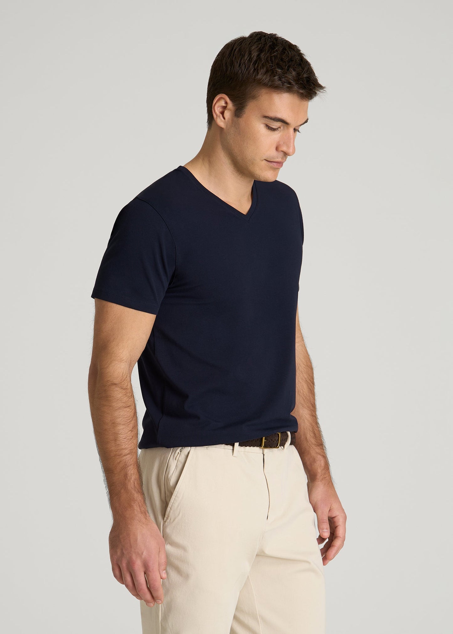 The Essential Modern Fit V-Neck Tee for Tall Men in Navy