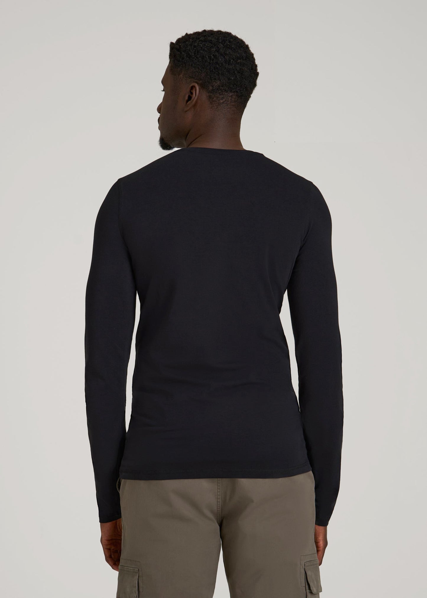 The Essential Slim Fit Long Sleeve Tee for Tall Men in Black