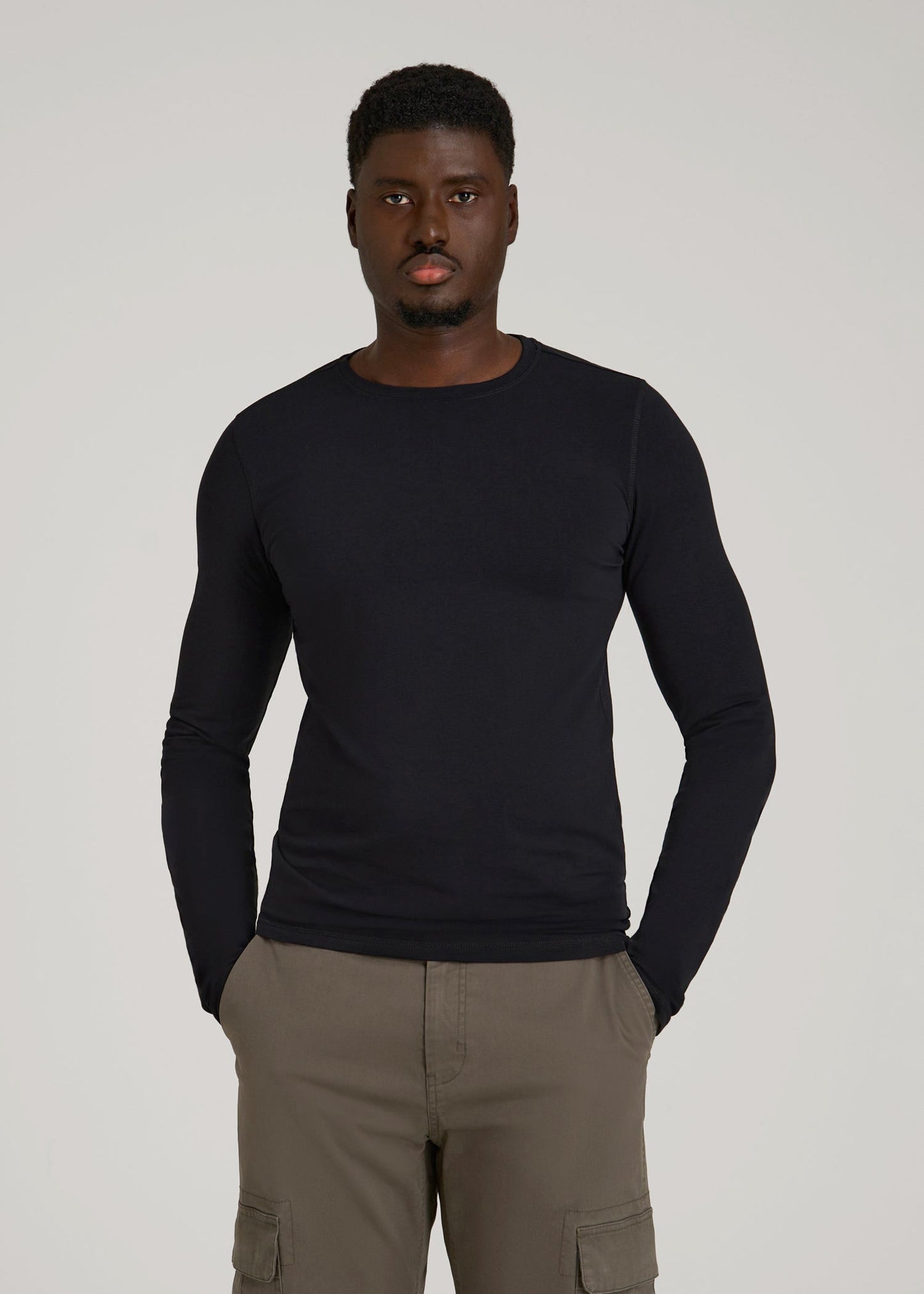 The Essential Slim Fit Long Sleeve Tee for Tall Men in Black